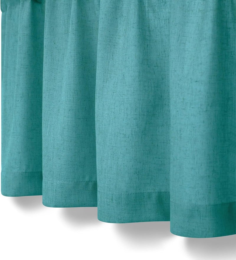 Pitalk Teal Linen Window Valance for Kitchen 3 Inch Rod Pocket Semi Sheer Boho Farmhouse Light Filtering Dark Teal Blue Green Valance Curtain Topper for Bedroom Living Room Dining Bathroom 18 Inch Length - Image 4